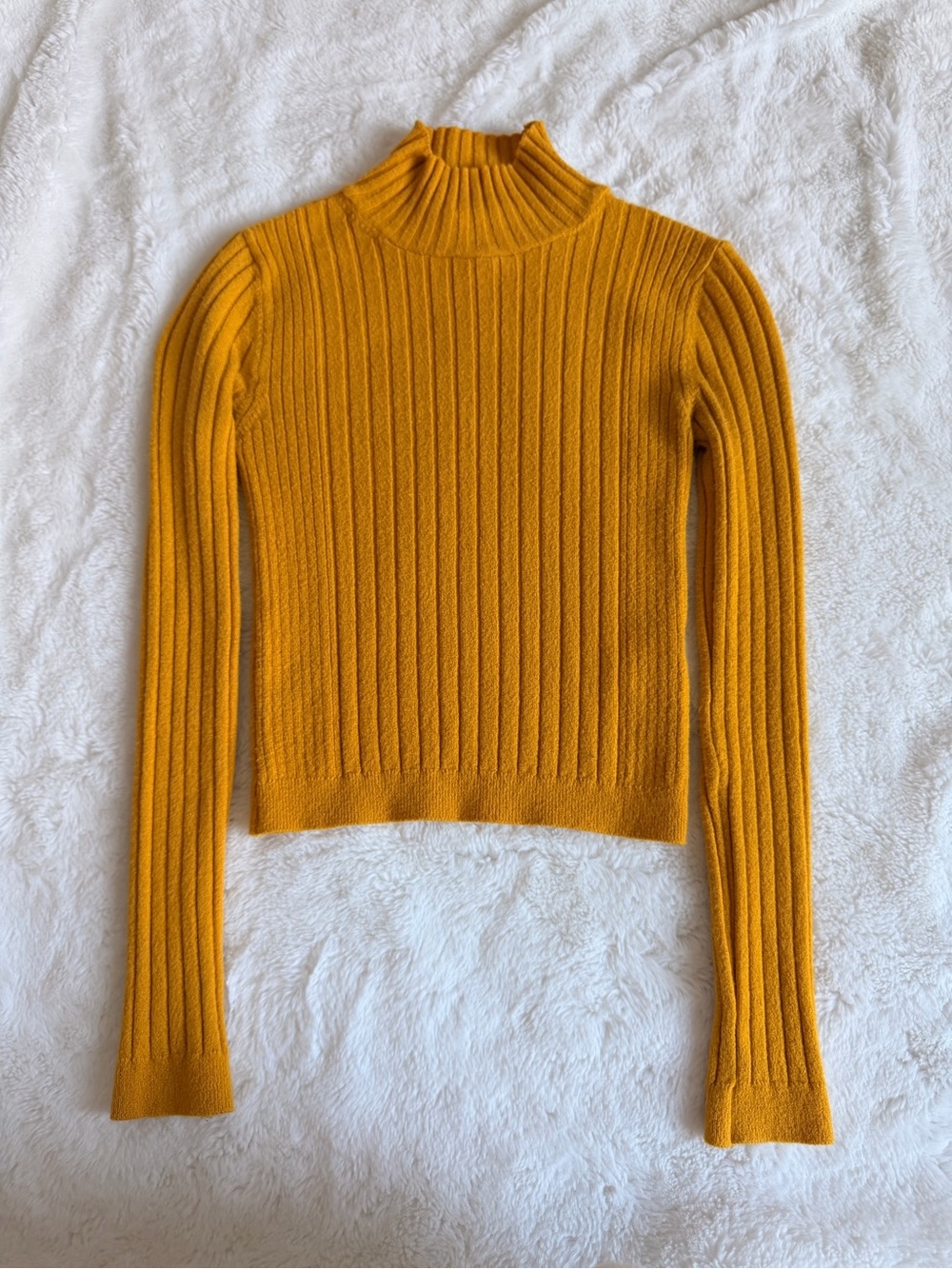 Urban Outfitters Ribbed Cowl Neck Sweater - Mustard